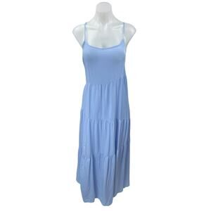 NEW Anrabess Blue Sleeveless Tiered Cami Camisole Maxi A-line Tank Dress Size XL